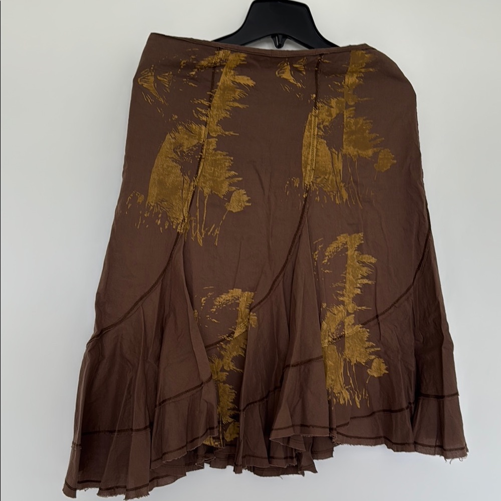 Billabong Brown and Gold Asymmetrical Fit and Flare Skirt